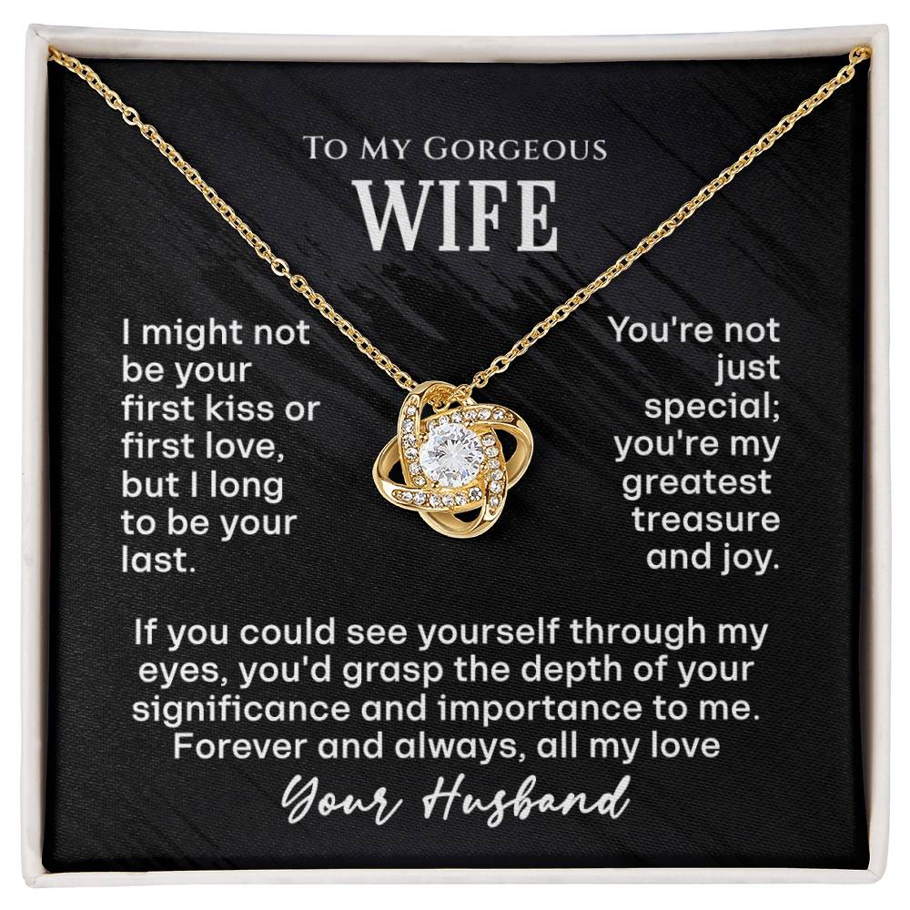 To My Gorgeous Wife Love Knot Necklace