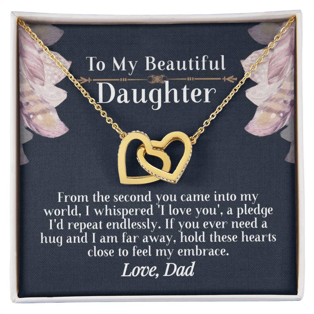 To My Beautiful Daughter Interlocking Hearts Necklace